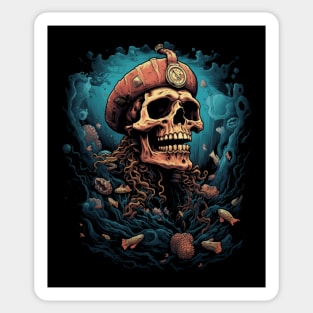 Vintage Skull Marine Life Ocean Sticker